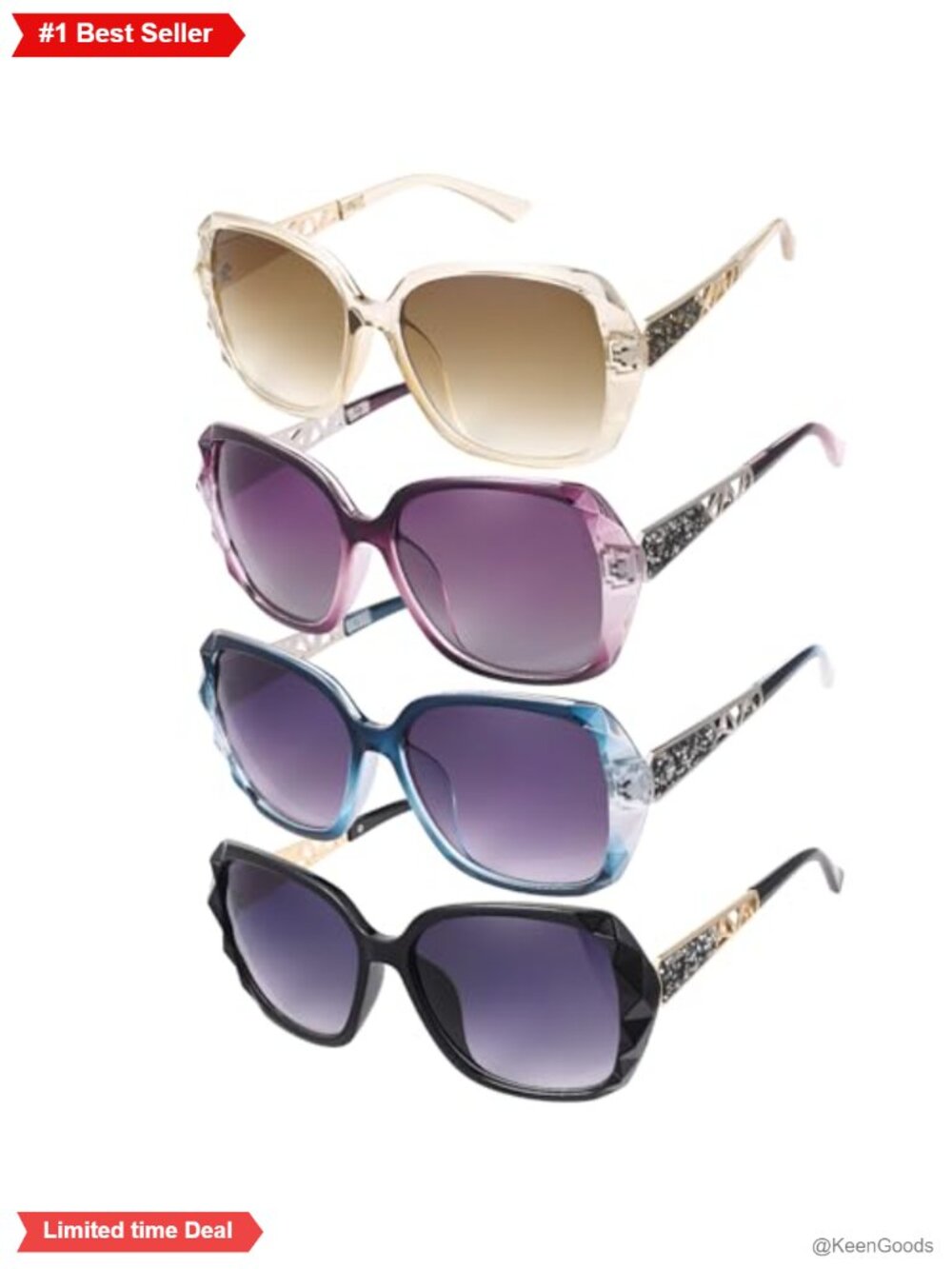 Oversized Square Women's Sunglasses Rhinestone UV400